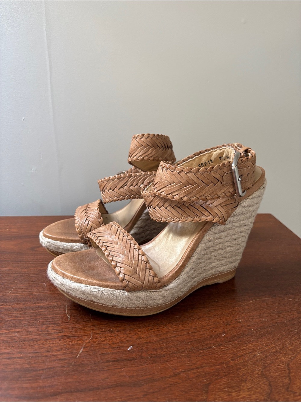 Stuart Weitzman Espadrille Wedge Sandals wi/ Leather Braid Straps  - Size 8.5